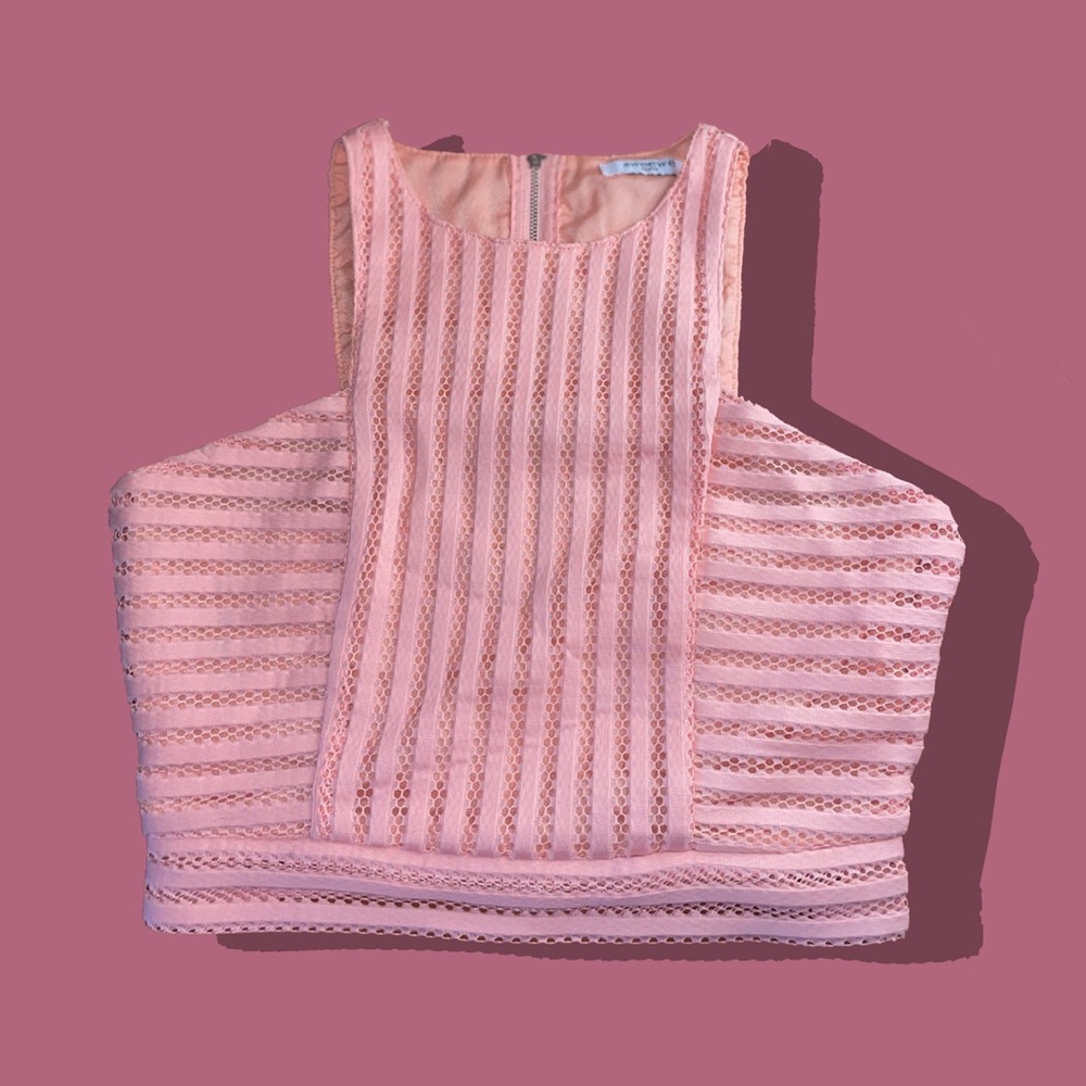 Sweewë Paris High Neck Tank Crop Top Pink